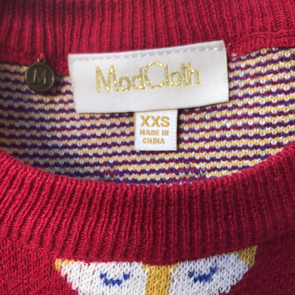 Modcloth Red Sweater With Fox Pattern - image 2